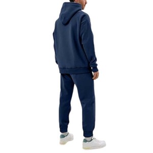 Survêtement à capuche bleu marine pour homme, coupe classique, couleur unie, avec poches latérales, 100 % coton, idéal pour l'automne - Product Image 2