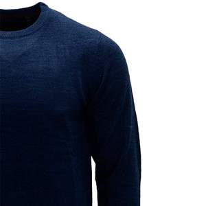 Men's <b>Navy</b> Wool Crew Neck Pullover Regular Fit Long Sleeve Solid Color <b>Knitted</b> Casual Winter Wear - Product Image 5