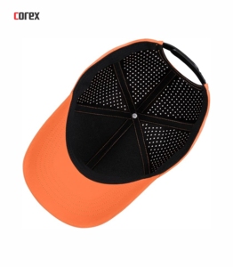 Casquette de baseball sportive unisexe 6 panneaux ajustée en maille respirante imperméable avec découpe laser et broderie 3D, idéale pour les activités de plein air et les voyages - Product Image 4