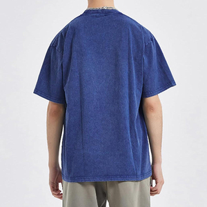 Camisetas de algodón extragrandes personalizadas al por mayor para hombre, cuello redondo, estilo urbano, lavado ácido, vintage, con logo impreso personalizado - Product Image 2