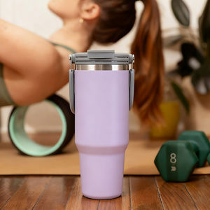 מדגם חינם מותאם אישית 35 עוז 40 עוז שתיית סטן טאמבלר נירוסטה נסיעות גביע תרמי עם ידית וקש - Product Image 2