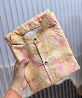 Kurta Dhoti Traditionnel en Coton pour Homme, Bordure Dorée, Coupe Classique, Tenue Décontractée, Inde Pakistan, Été, Fête, Séchage Rapide, Respirant