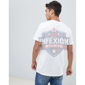 Bponx T-shirt blanc à manches courtes pour hommes avec logo imprimé, haut décontracté en jersey de coton à col rond - Product Image 3