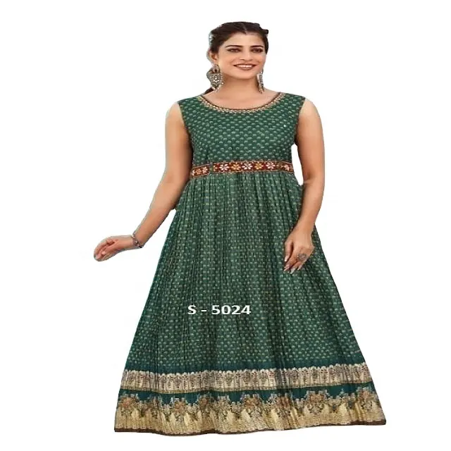 Kurtisのフロントネックのデザインインドのサプライヤーからのベストセラーの結婚式とパーティーウェアの女性Kurti