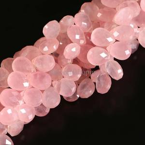 ลูกปัดโรสควอตซ์ทรงหยดน้ำเจียระไนขนาด 8x11 9x12 มม. ลูกปัดพลอยโรสควอตซ์สีชมพูธรรมชาติ ความยาว 8 นิ้ว สำหรับทำเครื่องประดับ - Product Image 4