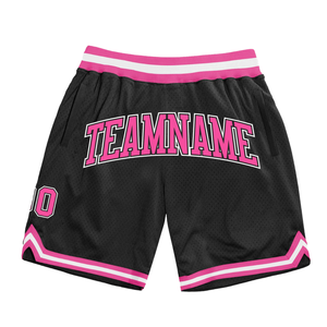 Shorts de basket-ball en maille sublimée noir et rose pour hommes, vêtements de sport légers en polyester, shorts de match d'équipe, vêtements d'entraînement de compétition - Product Image 1
