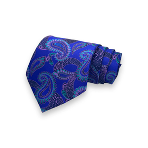 Cravate en soie de luxe à motif cachemire violet pour homme |   Cravate de créateur en jacquard tissé de qualité supérieure pour occasions formelles, mariages et fêtes, accessoire cadeau - Product Image 1