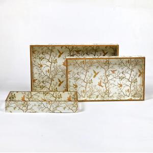 Bandejas Rectangulares Brillantes para Servir al por Mayor, Platos Decorativos de Lujo con Estampado de Colibríes y Botánicos para Uso Doméstico y Pedidos al por Mayor - Product Image 4