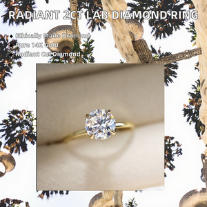 Bijoux de luxe personnalisés pour mariage, bague en or blanc 14 carats plaqué or, magnifique diamant de laboratoire CVD de 2 carats, couleur D, taille radiant - Product Image 3