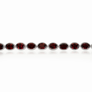 Handmade <b>Solid</b> 925 Sterling <b>Silver</b> 100% Authentic Oval Cut Garnet January Birthstone Tennis <b>Bracelet</b> For Women's - Product Image 3