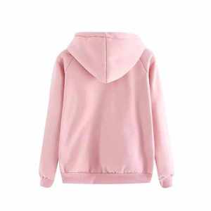 Sudadera con Capucha Ecológica Tie-Dye Kangaroo Pockets, Color Rosa Sólido, Felpa de Algodón, Informal, Deportiva, de Invierno para Mujer 2026 - Product Image 3