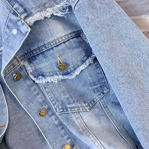 2026 Women's Retro Washed <b>Denim</b> Jacket Loose Cropped Top Large Pocket Casual Eco-Friendly Winter Autumn <b>Coat</b> Wholesale - Product Image 2