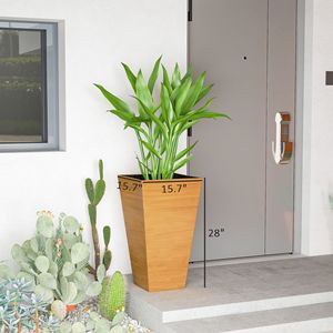 Juego de 3 Macetas Marrones de 22 Pulgadas para Interiores/Exteriores, con Drenaje Superior, Diseño Alto para Flores y Plantas - Product Image 3