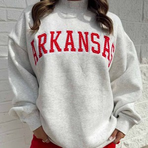 Texas Factory Custom Crew <b>Neck</b> <b>Mock</b> <b>Neck</b> Sweatshirt Women Men Ladies Unisex Chenille Letter Polka Dot Gingham Patch - Product Image 2
