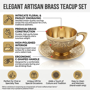 Juego de taza y platillo de latón tallado a mano, estilo antiguo, con relieve, para café turco o árabe, ideal para hoteles de lujo, venta al por mayor. - Product Image 2