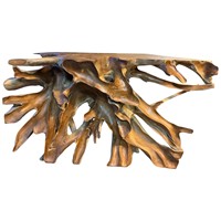 Console d'entrée en racine de teck naturel massif, fabriquée à la main à partir de bois organique, durable pour les hôtels de luxe et les meubles de salon
