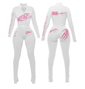 Custom Women's Waffle Knit Two-Piece Eco-Friendly Four-Way Stretch Tracksuit <b>High</b>-Waisted Drawstring Hoodie Jacket Full-<b>Knee</b> - Product Image 3