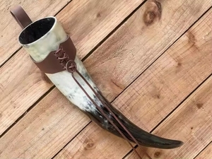 Ensemble de cornes à boire vikings légendaires, faites à la main, polies, écologiques, en corne de buffle, style médiéval, objet de collection, cadeau artisanal - Product Image 5
