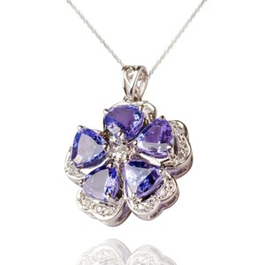 Pendentif Saphir Bleu Taille Trillion en Argent Sterling 925 Plaqué Or, Collier de Mariage Vintage Élégant en Moissanite, Cadeau d'Anniversaire - Product Image 6