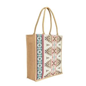 Bolsa de Compras de Yute Natural con Estampado Geométrico, Ecológica, con Asas Resistentes, Disponible a Buen Precio - Product Image 2