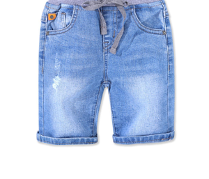 Shorts en jean décontractés pour garçons avec cordon de serrage à la taille, shorts en coton bleu délavé pour l'été - Product Image 3