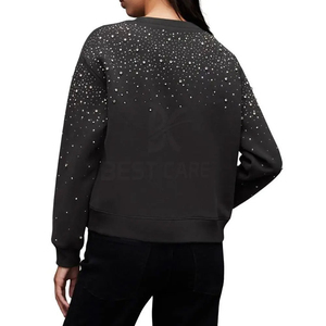 Sudadera Personalizada con Pedrería para Mujer y Hombre, Sudadera de Lujo con Cuello Redondo, Algodón, Ropa Urbana, Fabricante OEM ODM, Venta al Por Mayor - Product Image 3