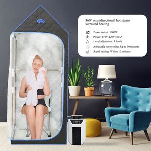 เต็นท์ซาวน่าอบไอน้ำแบบกอธิคแบบพกพาติดตั้งง่ายท่อสแตนเลสได้รับการรับรอง FCC-สีดำสำหรับสปาดีท็อกซ์ - Product Image 3