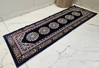 Wholesale Custom Size Dark Blue Velvet Woven Polyester Cushioned PET Friendly Machine Made Eco Friendly Medium Floor Runner Rug