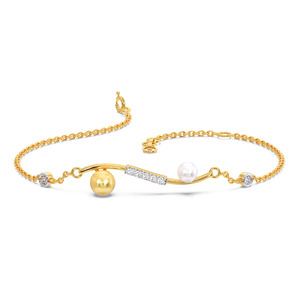 Bracelet en diamants White Stone Station avec chaîne en or jaune et design à accents ronds alternés - Product Image 1