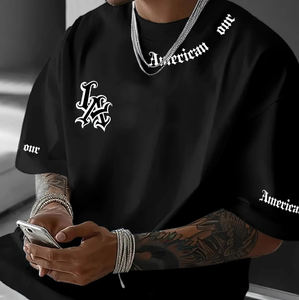 T-shirt unisexe en coton coupe ajustée, imprimé vintage personnalisé, logo graphique vieilli, style streetwear rétro hip-hop, directement des fabricants - Product Image 1