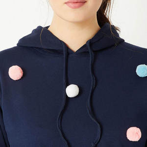 Sudadera con Capucha para Mujer, Color Azul Marino, Ecológica, Informal, de Invierno, Manga Larga, con Cordón Ajustable - Product Image 6