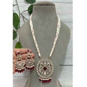 Elegant Premium Quality Moissanite Polki Kundan <b>Pearl</b> Pendant <b>Necklace</b> <b>Set</b> for Wedding and Party Wear for Women - Product Image 1