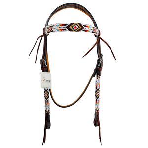 หัวม้าแข่งสไตล์ตะวันตกออกแบบเป็นลูกปัดหนัง - Product Image 1