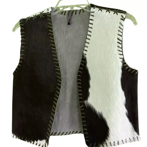Gilet en cuir de vachette à poils, imperméable, coupe-vent, col en V, haute qualité, OEM personnalisé, pour l'hiver - Product Image 6