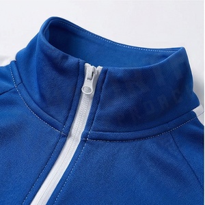 Survêtement bleu pour homme avec fermeture éclair intégrale, vêtements de sport avec bandes blanches, polyester respirant, vêtements d'automne, coupe régulière, poches latérales - Product Image 4