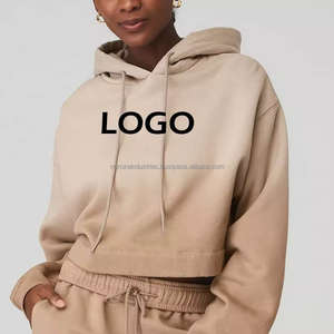 Sudadera con Capucha Corta para Mujer, Estilo Casual, Lavada, Cómoda, Precio al por Mayor, Personalizada OEM - Product Image 5