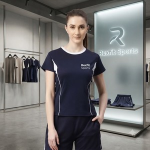 REXFITSPORTS 2026 Ensemble T-shirt et Short de Sport Personnalisé pour Femme, Tenue de Fitness Respirante avec Logo de Marque Privée - Product Image 1
