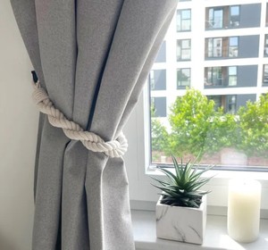 White Cotton Rope Curtain <b>Tieback</b> – Double Twist Handmade Curtain Holder - Product Image 1