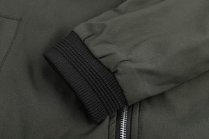 <b>Men's</b> <b>Khaki</b> Bomber Jacket Stand Collar Zipper Front Logo Casual Windproof Slim Fit Autumn Wear - Product Image 4