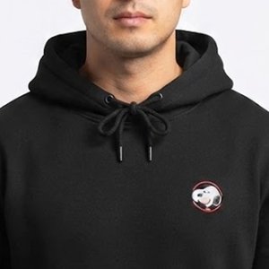 เสื้อฮู้ดดี้พิมพ์ลายการ์ตูนสีดำสำหรับผู้ชาย สกรีนโลโก้ตามสั่ง ขายดี ดีไซน์ด้านหลังแบบย้อมสีเอซิด สวมใส่สบาย - Product Image 5