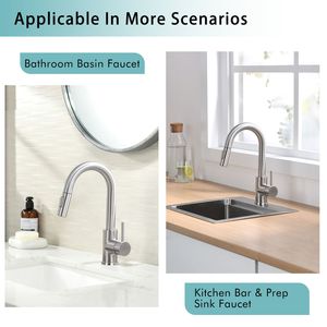Rubinetto da Cucina Estraibile in Nichel Spazzolato con Doccetta, Rubinetto per Mini Bar e Lavello, e Rubinetto da Bagno di Kitchen Faucets - Product Image 5