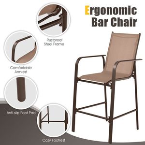 Outdoor Patio <b>Bar</b> <b>Table</b> <b>Stool</b> Set of 3 Pieces for Garden Use - Product Image 4