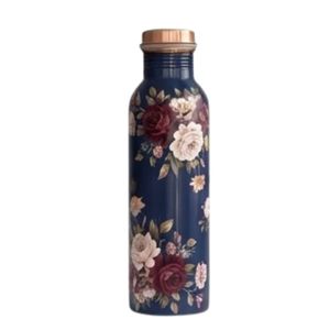 Bouteille d'eau en cuivre imprimée artisanale indienne, étanche, pour l'Ayurveda, le fitness, la gym, le sport, avec bouchon – Vente en gros - Product Image 5