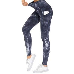 Leggings de Yoga Azules Sólidos de Cintura Alta, Sin Costuras, Elásticos en Cuatro Direcciones, Control de Abdomen y Levantamiento de Glúteos, con Bolsillos Laterales, para Gimnasio, con Logotipo Personalizado - Product Image 4
