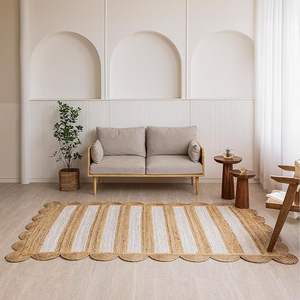 Alfombra rectangular de yute multiusos, duradera, hecha a mano, de fibra natural, para sala de estar, comedor o rincón de relajación. - Product Image 1