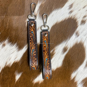 สไตล์มือแกะสลักเครื่องมือหนังพวงกุญแจลายนูนพิมพ์ลายดอกไม้หนัง Key แหวนเครื่องมือหนังน่ารักพวงกุญแจ - Product Image 2