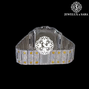 นาฬิกาข้อมือสแตนเลสสตีลคุณภาพพรีเมียม ประดับเพชรโมซิเนต พร้อมกระจกกันรอยขีดข่วน สายปรับได้ และดีไซน์หรูหราทันสมัย - Product Image 4