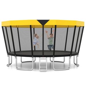 Trampoline de loisirs familial d'extérieur de 16 pieds avec filet de sécurité à 360 degrés, cadre de 18 pieds, cadre de 14 pieds, capacité de 150 kg pour utilisation en extérieur - Product Image 2