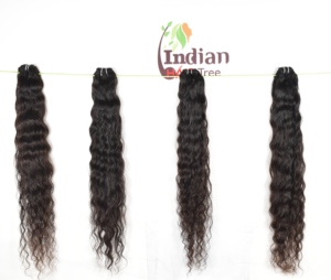 Paquetes económicos de cabello humano indio natural ondulado de 100g, liso, con doble cutícula alineada, onda profunda, color negro para mujer. - Product Image 1
