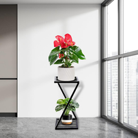 Support de plantes en forme de Z, support de pot de fleurs en métal antirouille, extérieur et intérieur, 2 niveaux, supports Gamla pour balcon